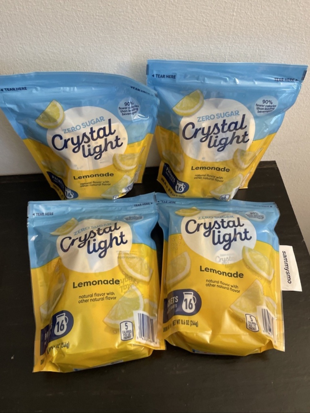 Crystal Light Lemonade Drink Mix, 16 Packets, Makes 32 Quarts, x4 bags